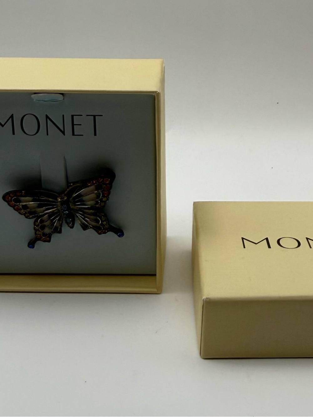 Monet Butterfly Brooch in Brown and Gold Tones